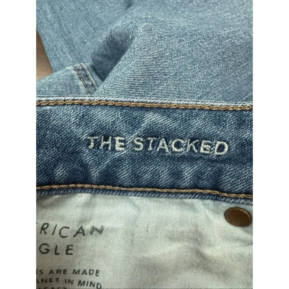 American Eagle Next Level Stretch The Stacked Jeans Size 14 Short - Picture 8 of 11
